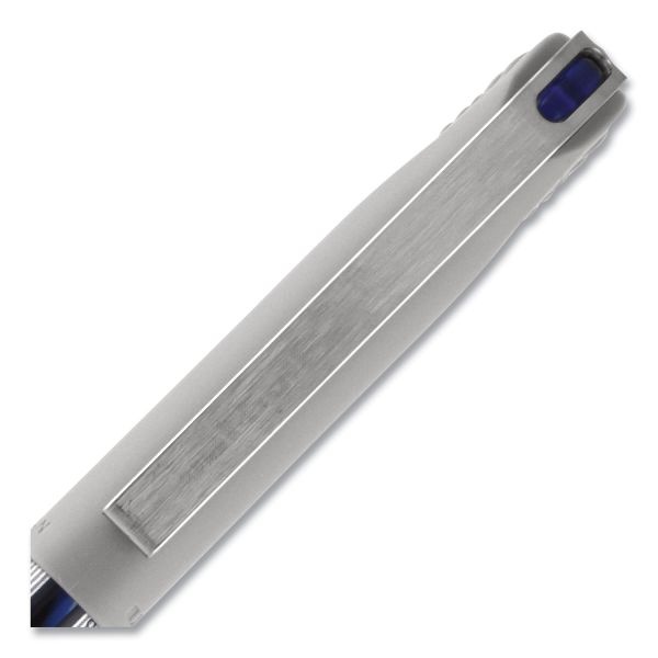 Uniball Vision Needle Roller Ball Pen, Stick, Fine 0.7 Mm, Blue Ink, Gray/Clear/Blue Barrel, Dozen