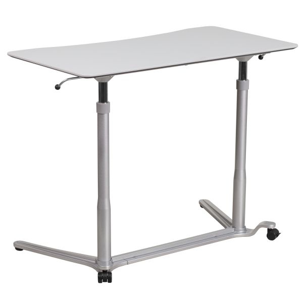 Merritt Sit-Down, Stand-Up Light Gray Computer Ergonomic Desk With 37.375''W Top (Adjustable Range 29'' - 40.75'')