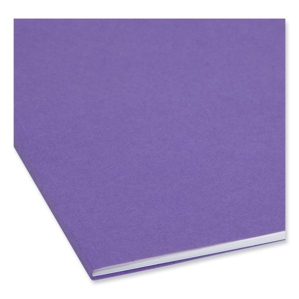 Smead Top Tab Colored Fastener Folders, 0.75" Expansion, 2 Fasteners, Letter Size, Purple Exterior, 50/Box