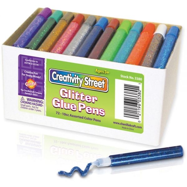 Creativity Street Glitter Glue Pens, Assorted, 10 Cc Tube, 72/Pack