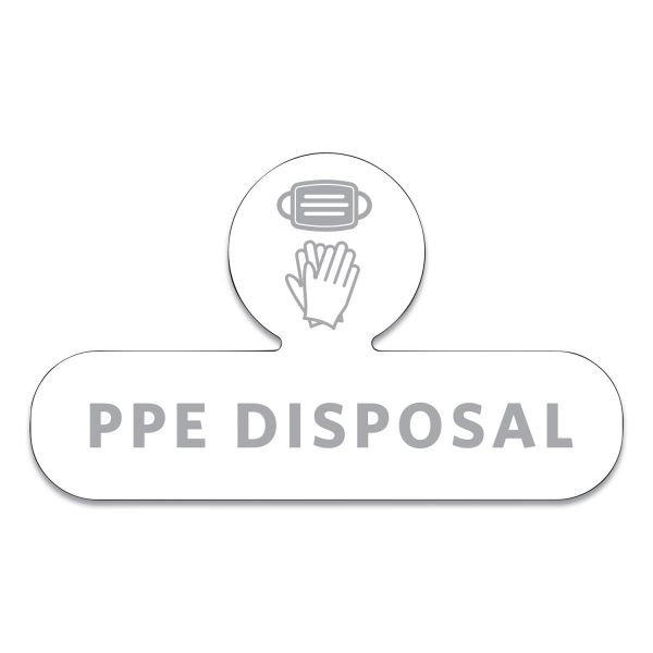 Rubbermaid Commercial Medical Decal, Ppe Disposal, 9.5 X 5.6, White