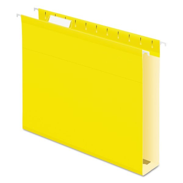 Pendaflex Extra Capacity Reinforced Hanging File Folders With Box Bottom, 2" Capacity, Letter Size, 1/5-Cut Tabs, Yellow, 25/Box