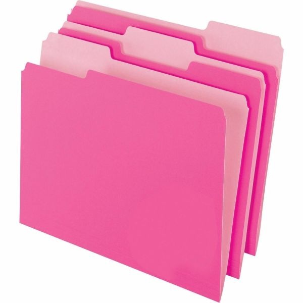 Pendaflex 2-Tone Color Folders, 1/3 Cut, Letter Size, Pink, Pack Of 100