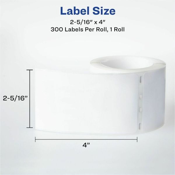 Avery Thermal Roll Labels 2-5/16"X4" , 300 White Shipping Labels (4190)