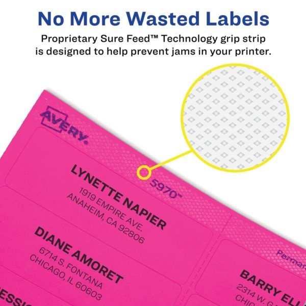 Avery Removable Laser/Inkjet Organization Labels 3 1/3" X 4", Assorted Colors, Pack Of 72