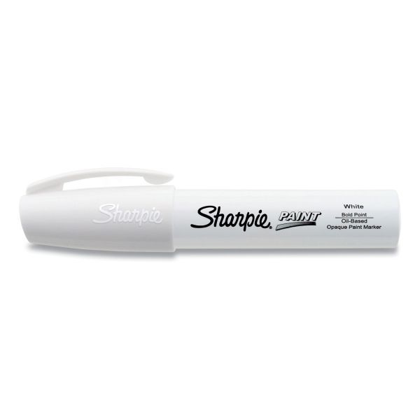 Sharpie Permanent Paint Marker, Extra-Broad Chisel Tip, White, 6/Pack