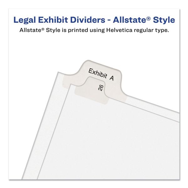 Avery Preprinted Legal Exhibit Side Tab Index Dividers, Allstate Style, 25-Tab, 1 To 25, 11 X 8.5, White, 1 Set, (1701)