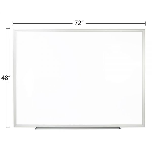 Non-Magnetic Melamine Dry-Erase Whiteboard With Marker, 48" X 72", Aluminum Frame With Silver Finish