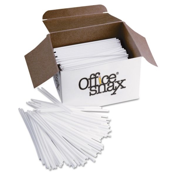 Office Snax Plastic Stir Sticks, 5", White, 1,000/Box