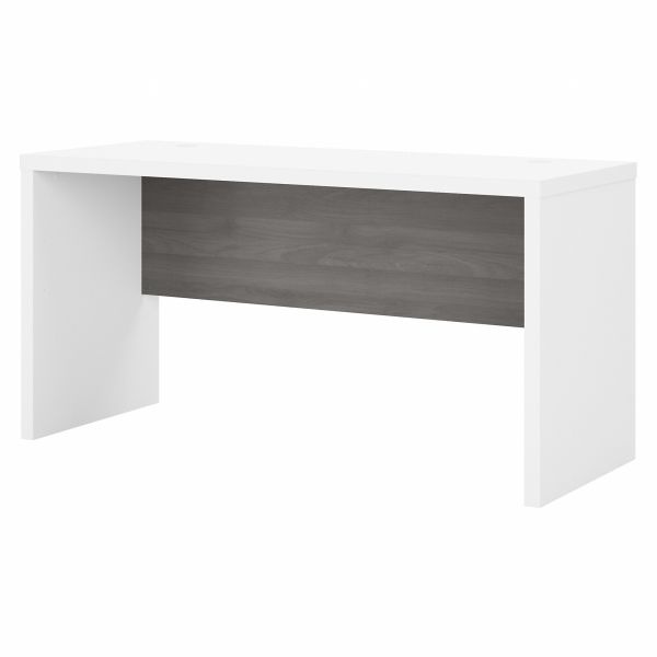 Office By Kathy Ireland Echo 60W Credenza Desk In Pure White And Modern Gray