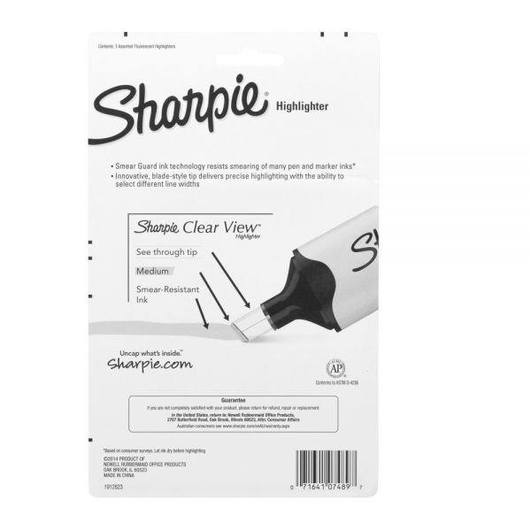 Sharpie Highlighter, Clear View Highlighter With SeeThrough Chisel Tip