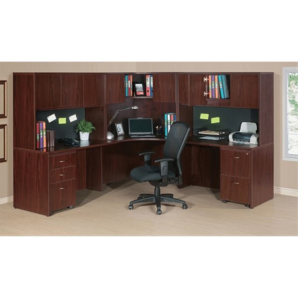 Lorell Essentials 16"W Vertical 3-Drawer Fixed Pedestal File Cabinet For Computer Desk, Mahogany