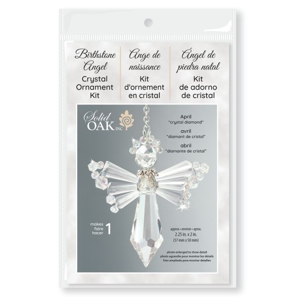 Solid Oak Birthstone Angel Crystal Suncatcher Ornament Kit