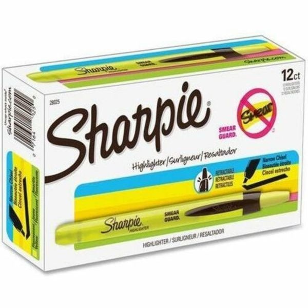 Sharpie Accent Retractable Highlighters, Fluorescent Yellow, Pack Of 12