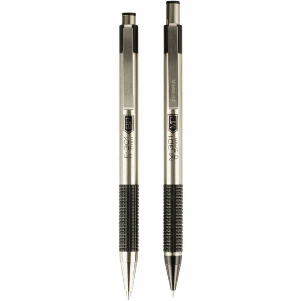 Zebra M/F301 Ballpoint Pen And Pencil Set, Fine Point, 0.5 Mm, Black Barrel