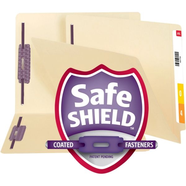 Smead End Tab Folder With Safeshield Fastener, Manila, Letter, Straight Cut, 50/Box