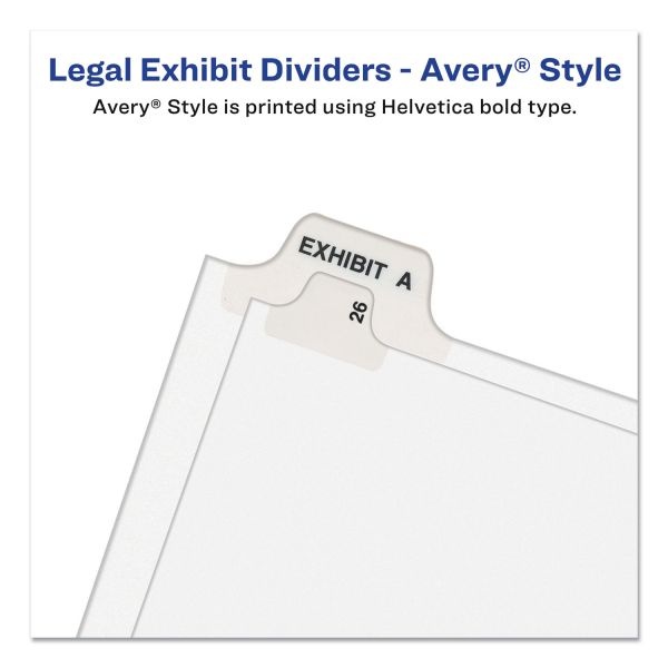 Avery Preprinted Legal Exhibit Side Tab Index Dividers, Avery Style, 26-Tab, 51 To 75, 11 X 8.5, White, 1 Set