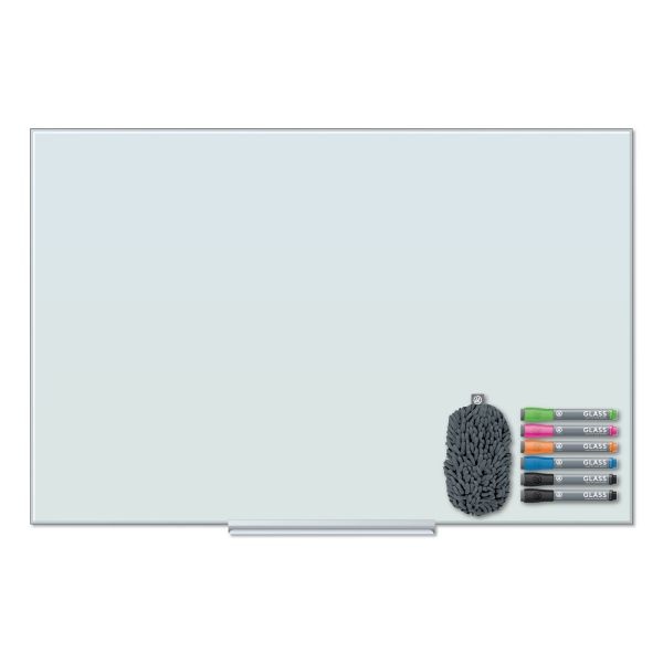U Brands Floating Glass Dry Erase Board, 48 X 36, White