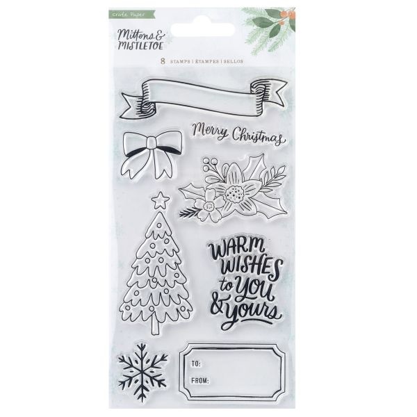 Mittens & Mistletoe Acrylic Clear Stamps 8/Pkg