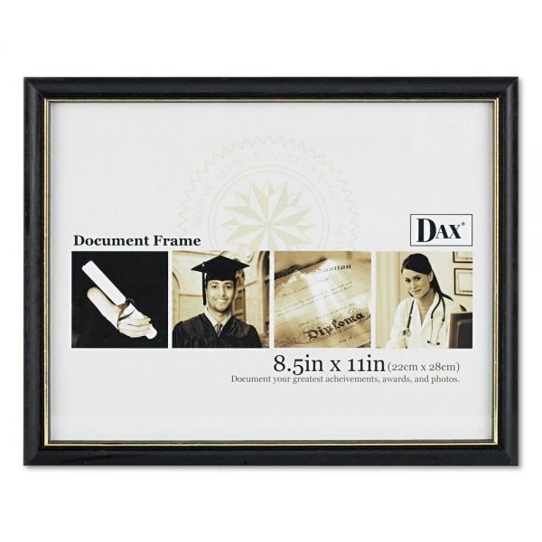 Dax Two-Tone Document/Diploma Frame, Wood, 8.5 X 11, Black With Gold Leaf Trim