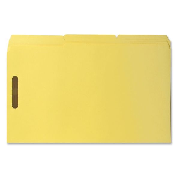 Sparco Color Fastener Folders With 2-Ply Tabs, Legal Size, Yellow, Box Of 50