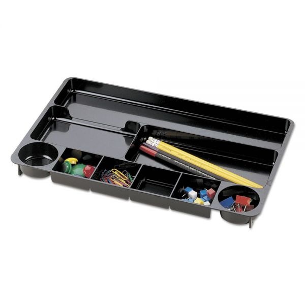 Universal Recycled Drawer Organizer, Nine Compartments, 14 X 9.13 X 1.13, Plastic, Black