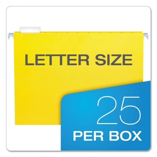 Pendaflex Colored Hanging Folders, Letter Size, 1/5-Cut Tabs, Yellow, 25/Box