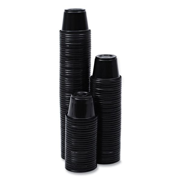 Boardwalk Souffle/Portion Cups, 1 Oz, Polypropylene, Black, 20 Cups/Sleeve, 125 Sleeves/Carton