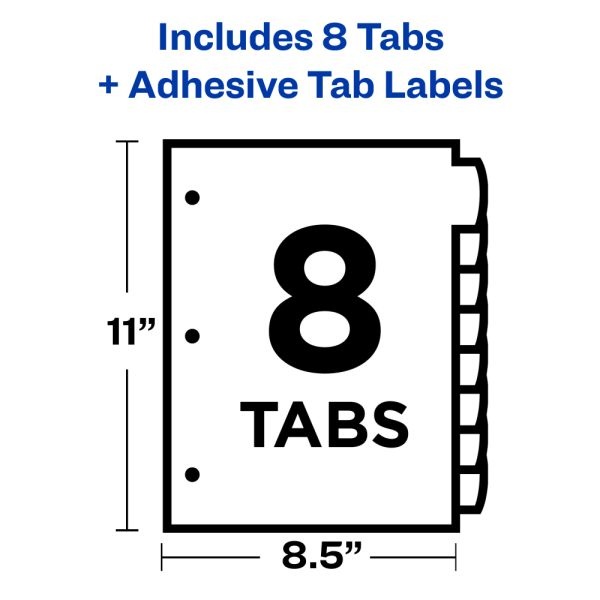 Avery Big Tab Ultralast Plastic Dividers For Laser And Inkjet Printers, 8 Tabs