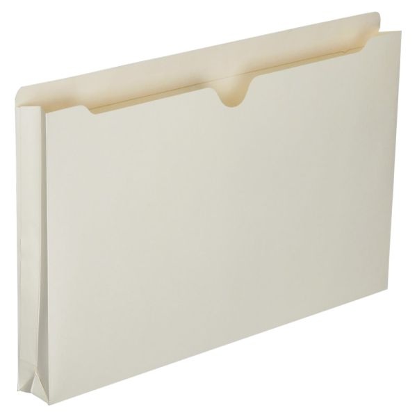 Skilcraft Manila Double-Ply Tab Expanding File Jackets, 1 1/2" Expansion, Legal Size Paper, 8 1/2" X 14", 30% Recycled, Box Of 50