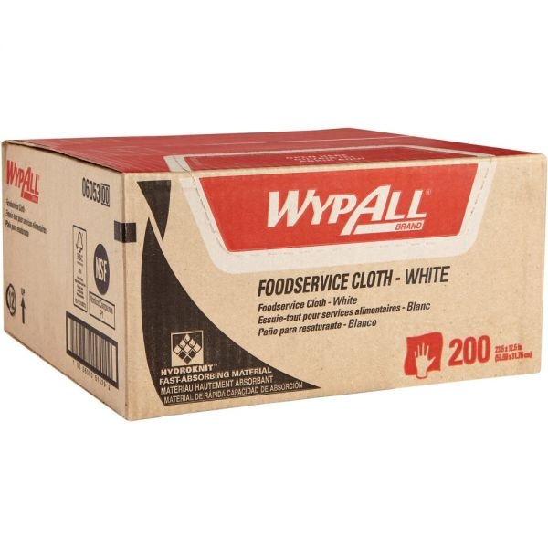 Wypall X50 Foodservice Towels, 1/4 Fold, 23.5 X 12.5, White, 200/Carton