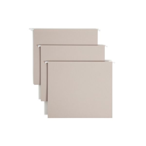 Smead Tuff Hanging Box Bottom Folder With Easy Slide? Tab, 2" Expansion, 1/3-Cut Sliding Tab, Letter Size, Steel Gray, Box Of 18