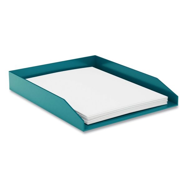 Tru Red Front-Load Stackable Plastic Document Tray, 1 Section, Letter Size Files, 9.8 X 12.24 X 1.75, Teal