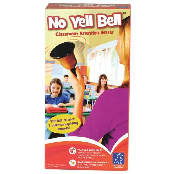 Educational Insights No Yell Bell Classroom Attention-Getter, 10" X 4", Gold/Black, Pre-K - Grade 5