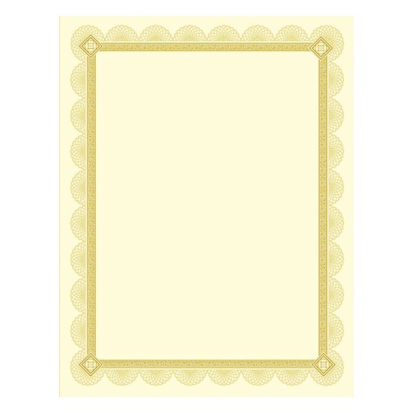 Southworth Premium Certificates, 8.5 X 11, Ivory/Gold With Spiro Gold Foil Border,15/Pack