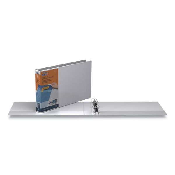 Stride Quickfit Ledger D-Ring View Binder, 3 Rings, 1.5" Capacity, 11 X 17, White