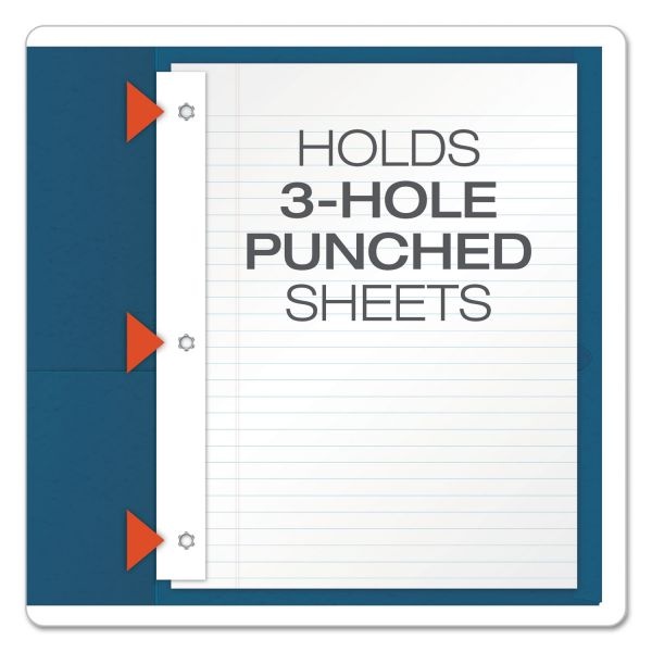Oxford Twin-Pocket Folders With 3 Fasteners, 135-Sheet Capacity, Blue, 25/Box