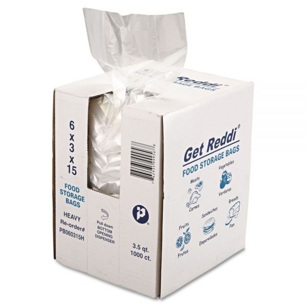 Inteplast Group Food Bags, 3.5 Qt, 1 Mil, 6" X 15", Clear, 1,000/Carton