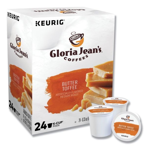 Gloria Jean's Butter Toffee Coffee K-Cups, Medium Roast, 96/Carton