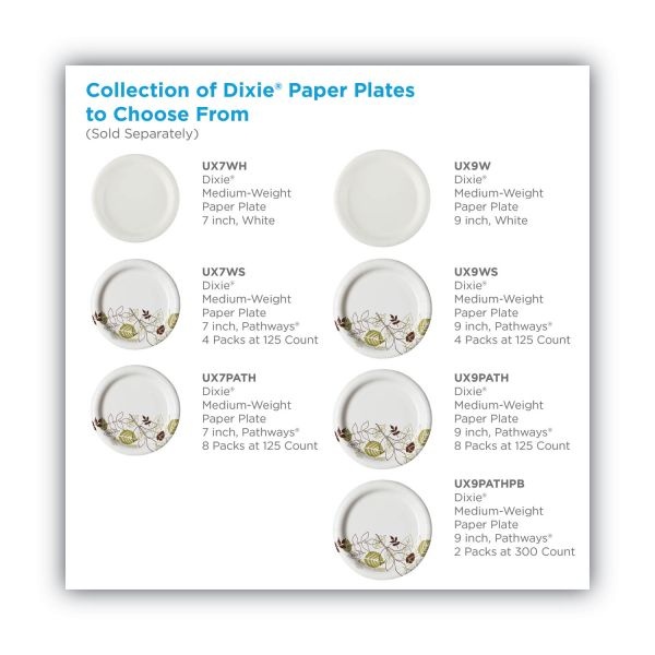 Dixie Pathways Soak-Proof Shield Mediumweight Paper Plates, 8.5" Dia, Green/Burgundy, Dispenser Box, 300/Box