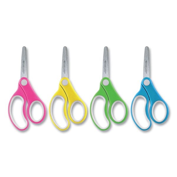 Westcott Soft-Handle Kids' Scissors, 5", Blunt, Assorted Colors, Pack Of 12