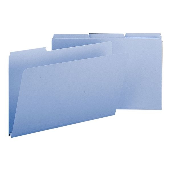 Smead Expanding Recycled Heavy Pressboard Folders, 1/3-Cut Tabs: Assorted, Legal Size, 1" Expansion, Blue, 25/Box