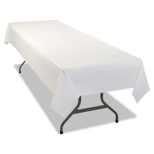 Tablemate Table Set Rectangular Table Covers, Heavyweight Plastic, 54" X 108", White, 24/Carton