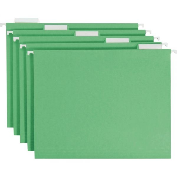 Smead Colored Hanging File Folders With 1/5 Cut Tabs, Letter Size, 1/5-Cut Tabs, Green, 25/Box