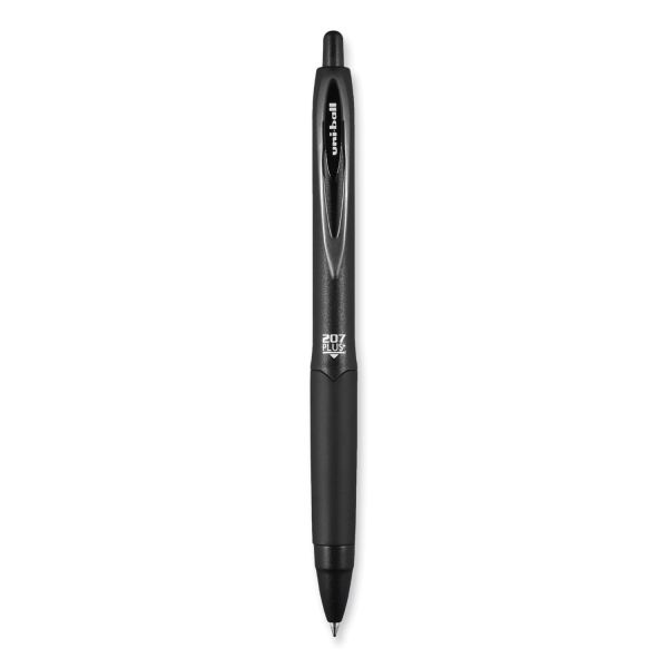Uniball 207 Plus+ Gel Pen, Retractable, Medium 0.7 Mm, Black Ink, Black Barrel, 4/Pack