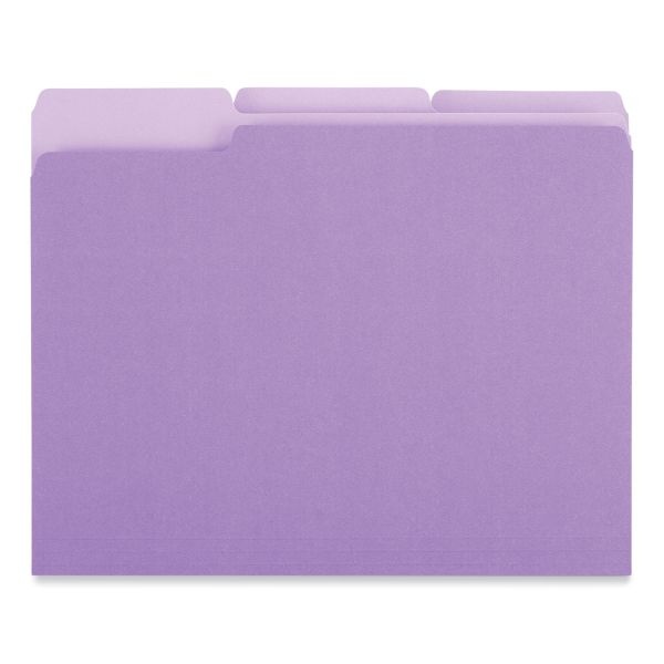 Universal Interior File Folders, 1/3-Cut Tabs: Assorted, Letter Size, 11-Pt Stock, Violet, 100/Box