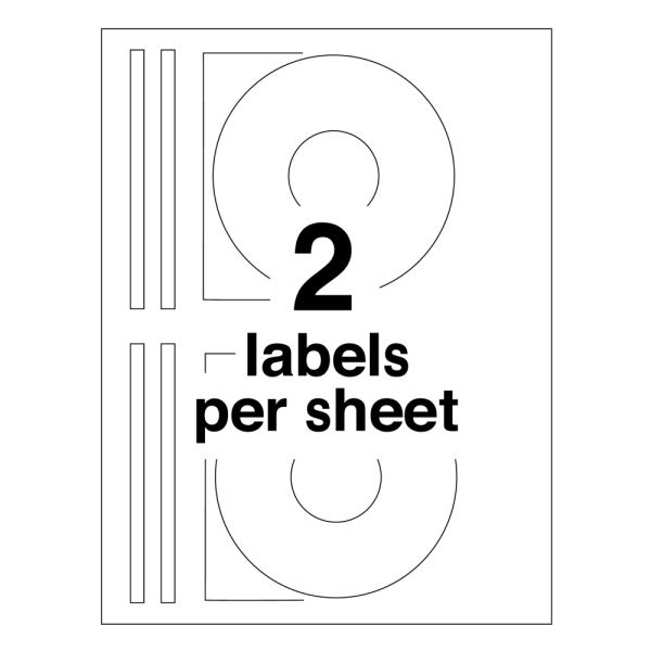 Avery Cd/Dvd Print-To-The-Edge Labels, 6692, Round, 4.65" Diameter, White, 30 Disc Labels And 60 Spine Labels