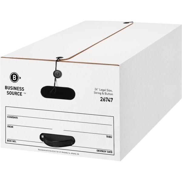 Business Source Medium-Duty Storage Boxes, Legal Size, 15" X 24" X 10", White, Box Of 12