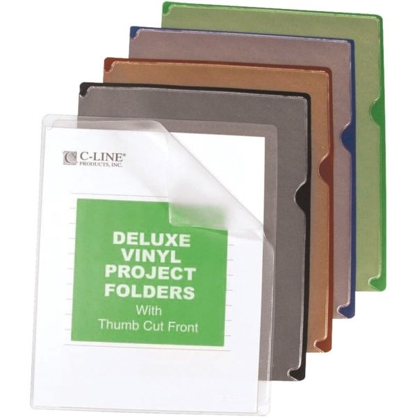 C-Line Deluxe Colored Back Vinyl Folders, Letter Size, Assorted Colors, Box Of 35 Folders