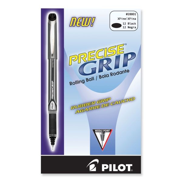 Pilot Precise Grip Roller Ball Pen, Stick, Extra-Fine 0.5 Mm, Black Ink, Black Barrel